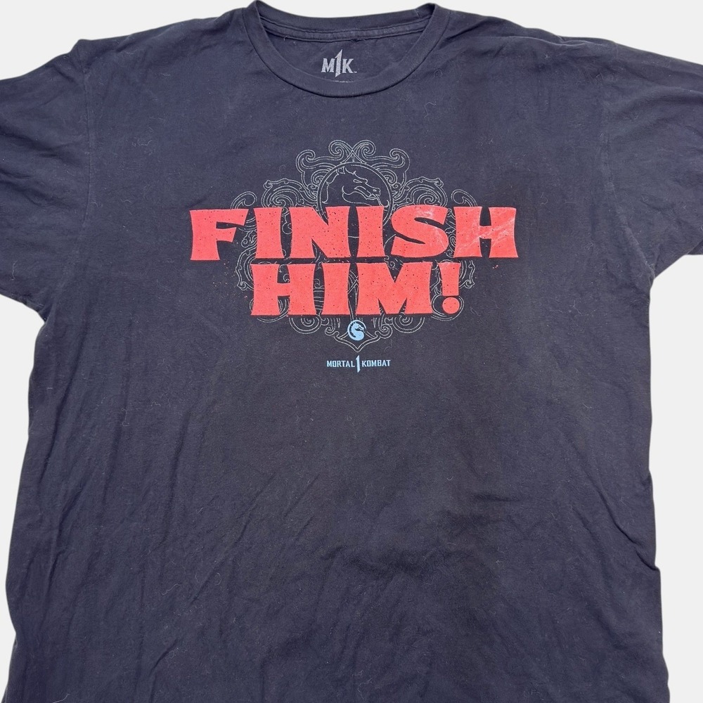 Mortal Kombat T-Shirt XL Mens Finish Him Graphic Tee Black